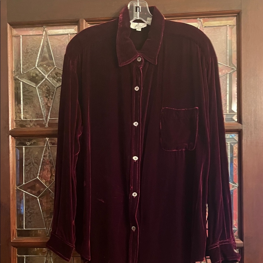 VINTAGE Burgundy Velvet Blouse